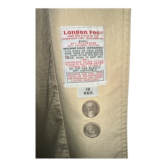 LONDON FOG Vintage Classic Full Length Trench Coat Size 18 - Picture 8 of 9